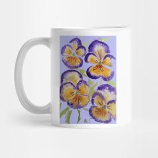 Viola Watercolor Purple Floral Pattern on Lavender Purple Mug